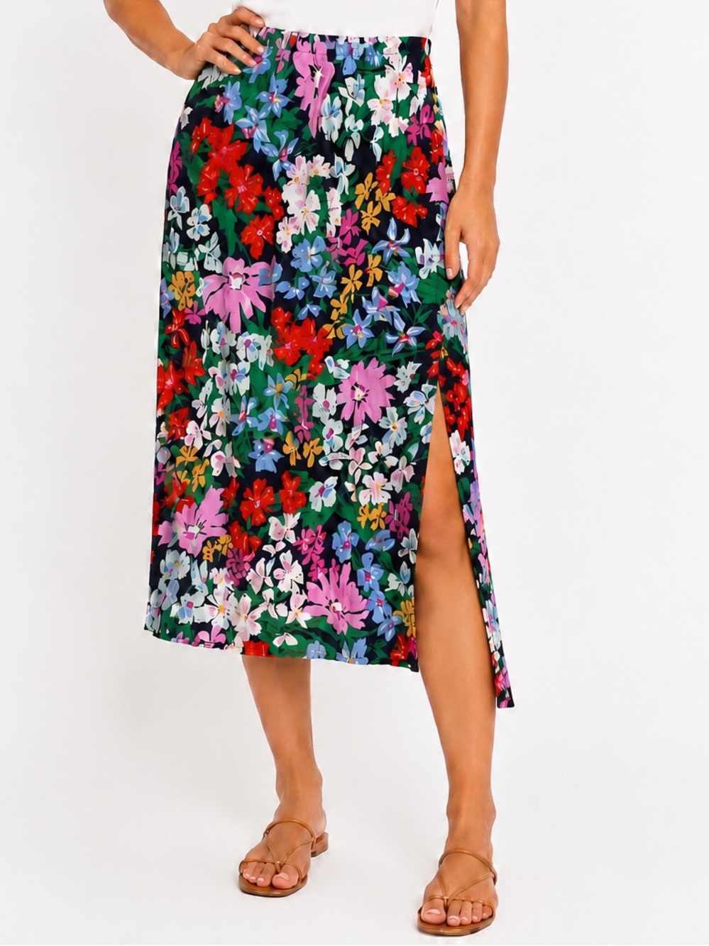 Old Navy bright floral midi skirt medium